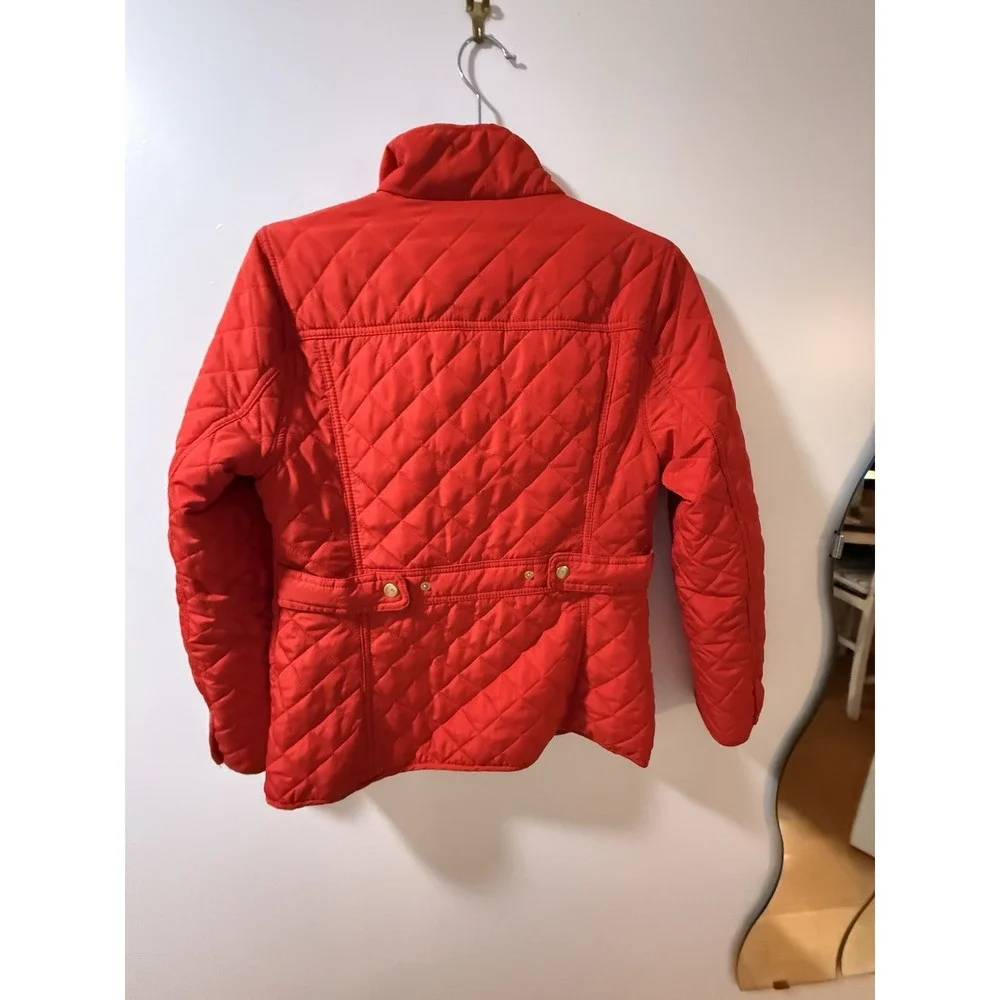 Crown & Ivy‎ Quilted Barn Gold Detail Buttons & Zip Jacket Red NWT PS 99.00$